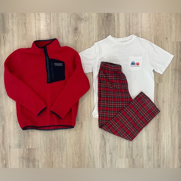 Vineyard Vines Boys coat T-Shirt, and Christmas Pants Bundle